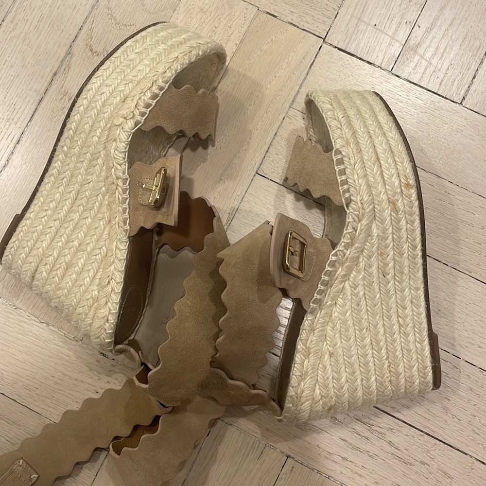 Chloe Womens Lauren Coconut Brown Espadrille Heels Wedges